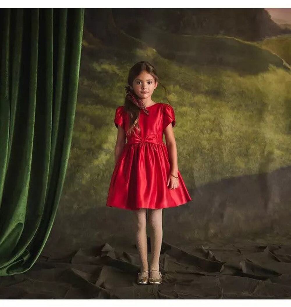 Janie and Jack The Holiday Bow Dress in Red - 2T